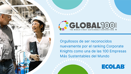 Global 100 logo -  Ecolab one of 100 most sustainable corporations